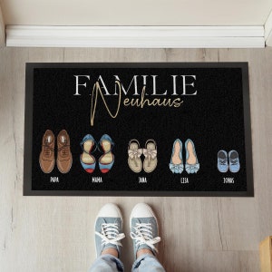 Personalized doormat family doormat "Shoes" - complete with family name, family members and names