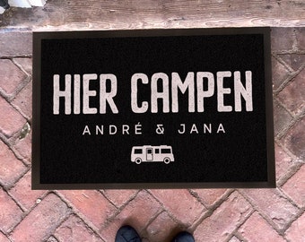 Personalized doormat. Camp here.
