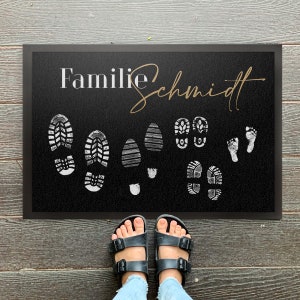 Famille de paillassons individuels Shoeprints personnalisable avec le nom de la famille et les membres de la famille image 4
