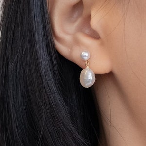 Freshwater Pearl Drop Earrings, Silver Pearl Earrings, Wedding Earrings, Womens Earrings,Bridesmaid gift,Handmade Earrings