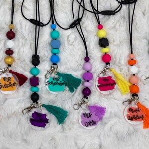 Personalized Silicone Bead Lanyard | Teacher Lanyard | College Lanyard | Nurse Lanyard | Custom Badge Lanyard | Lanyard for Keys