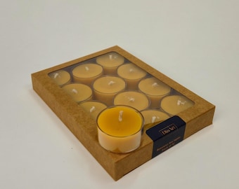 Bougies chauffe-plat en cire d'abeille faites main : naturelles, non toxiques, longue durée de vie (paquet de 12)
