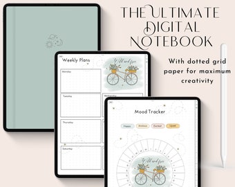 Minimalist Digital Notebook, Digital Notebook with Subsections, Digital Notebook Portrait, Digital Notebook Cover, Student Digital Notebook