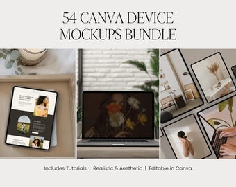 54 Canva Device Mockup Bundle: Boho, Minimal & Earthy Styles