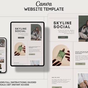 Sales PageTemplate, Minimal Chic Social Media Manager Website Template, Editable Canva Website, Modern Business Landing Page