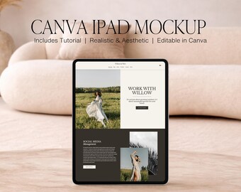 Minimalist iPad Canva Mockup, Flatlay Device Template