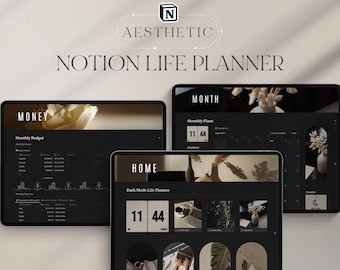 Dark Mode Notion Life Planner Template (Digital Download)
