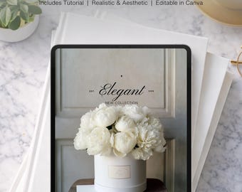 iPad Mockup, Flatlay Canva Template (Digital Download)