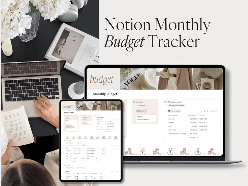 Notion Monthly Budget Template: Minimal Finance Tracker (digital ...