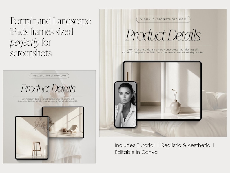 40 Canva Mockups, Aesthetic iPad Frames, Social Media Templates (Digital Download) image 3
