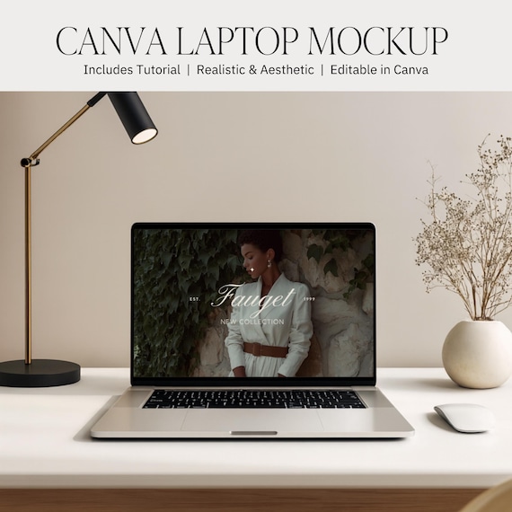 Aesthetic Laptop Mockup, Canva Device Mockups (Digital Download)