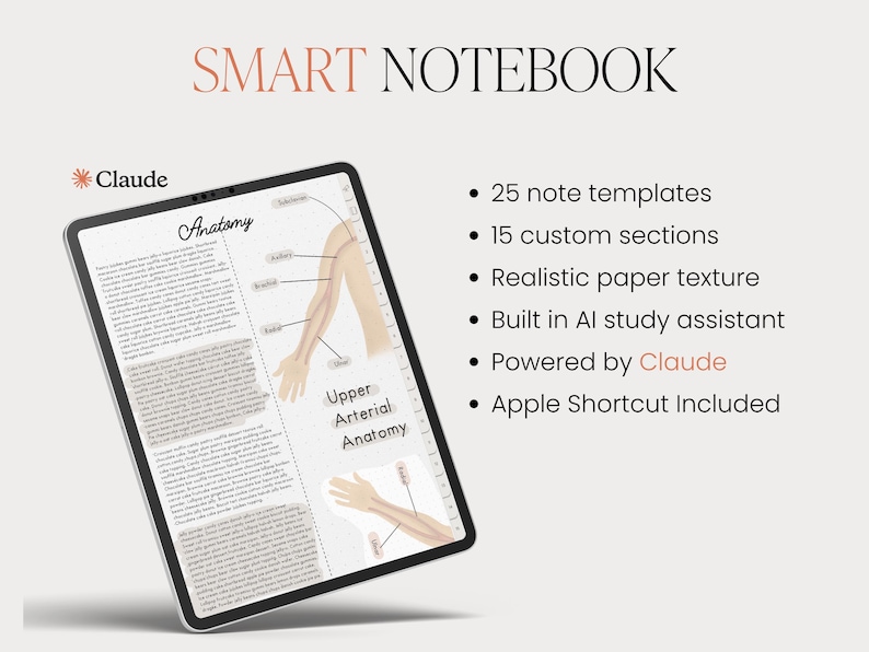 Smart Digital Notebook for iPad with Claude AI Study Assistant (GoodNotes) image 2