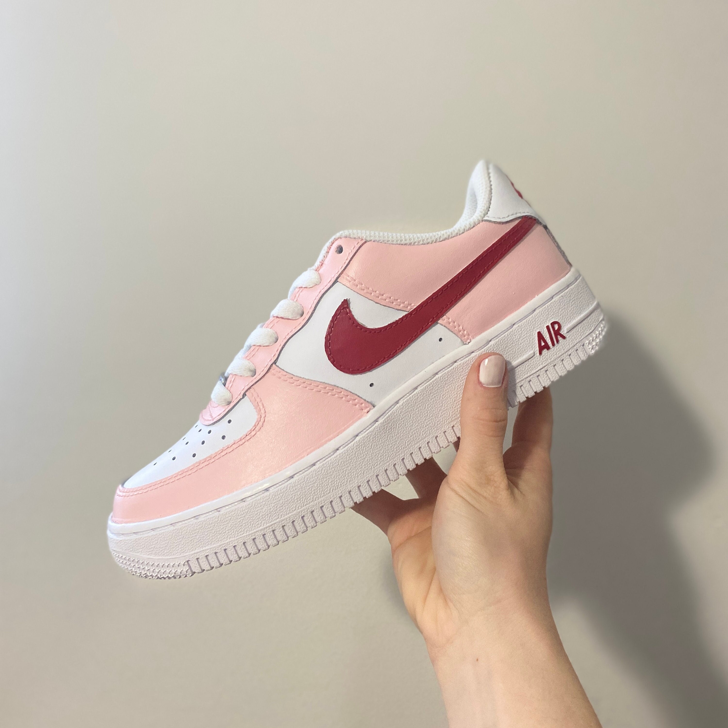 NIKE GS Valentine Hand Painted Valentine\'s Nike Air Force 1 | Custom  Red AF1 | One of a Kind main image 2