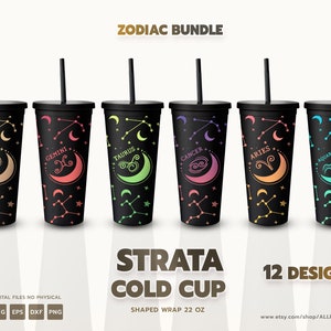 Zodiac Bundle STRATA CUP 22 0z | Cup Wrap | Cup Svg | Tumbler Wrap | Tumbler Svg | Svg Files For Cricut | Print and cut | Digital Download