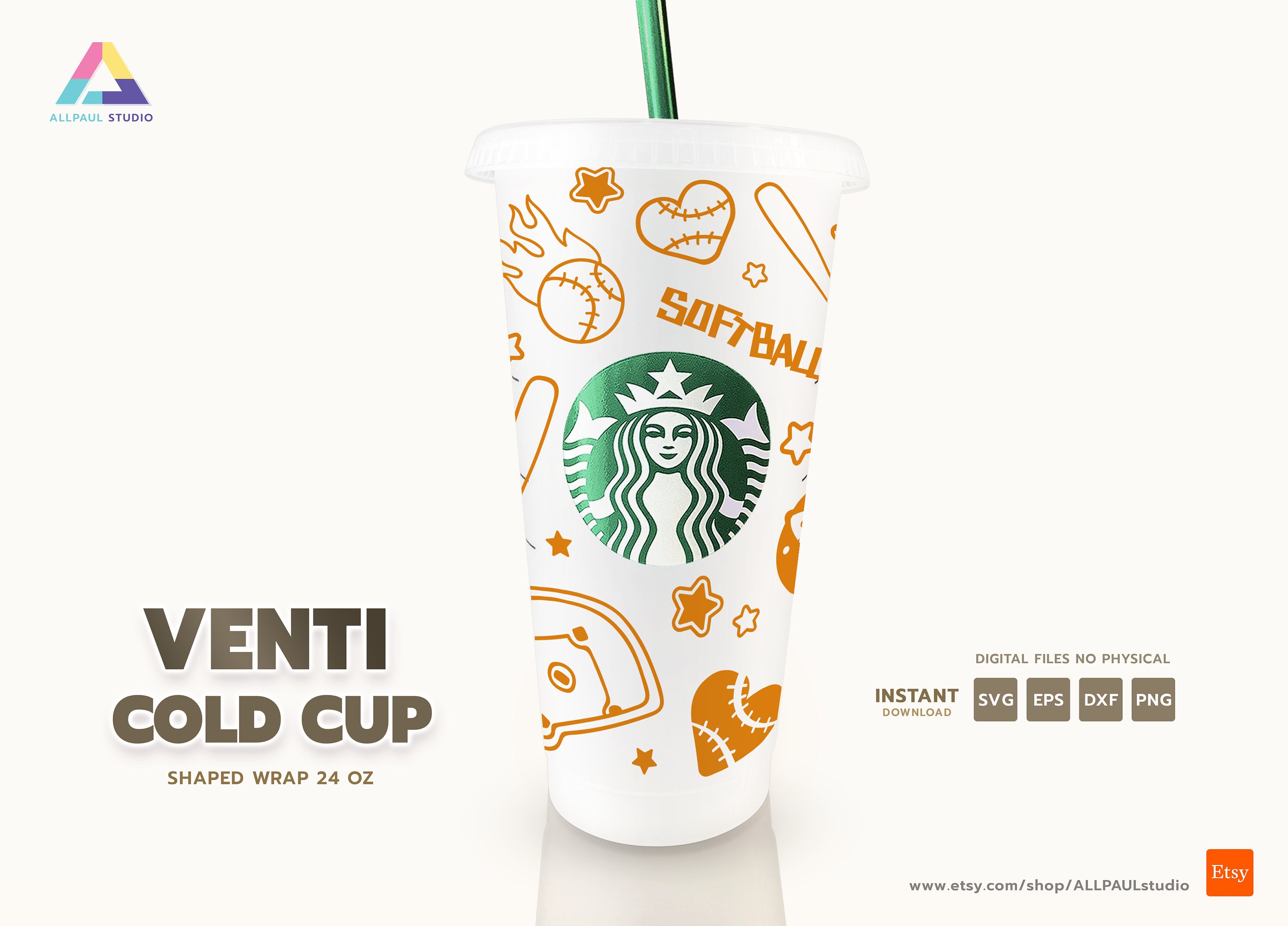 Softball Starbucks Cold Cup – Cherry Pit Designs