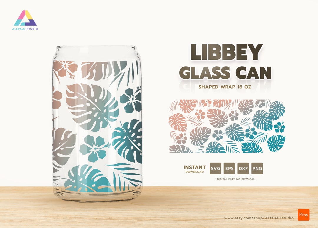 Monstera LIBBEY GLASS CAN | Beer Glass 16 Oz | Cup Wrap | Svg Files for ...