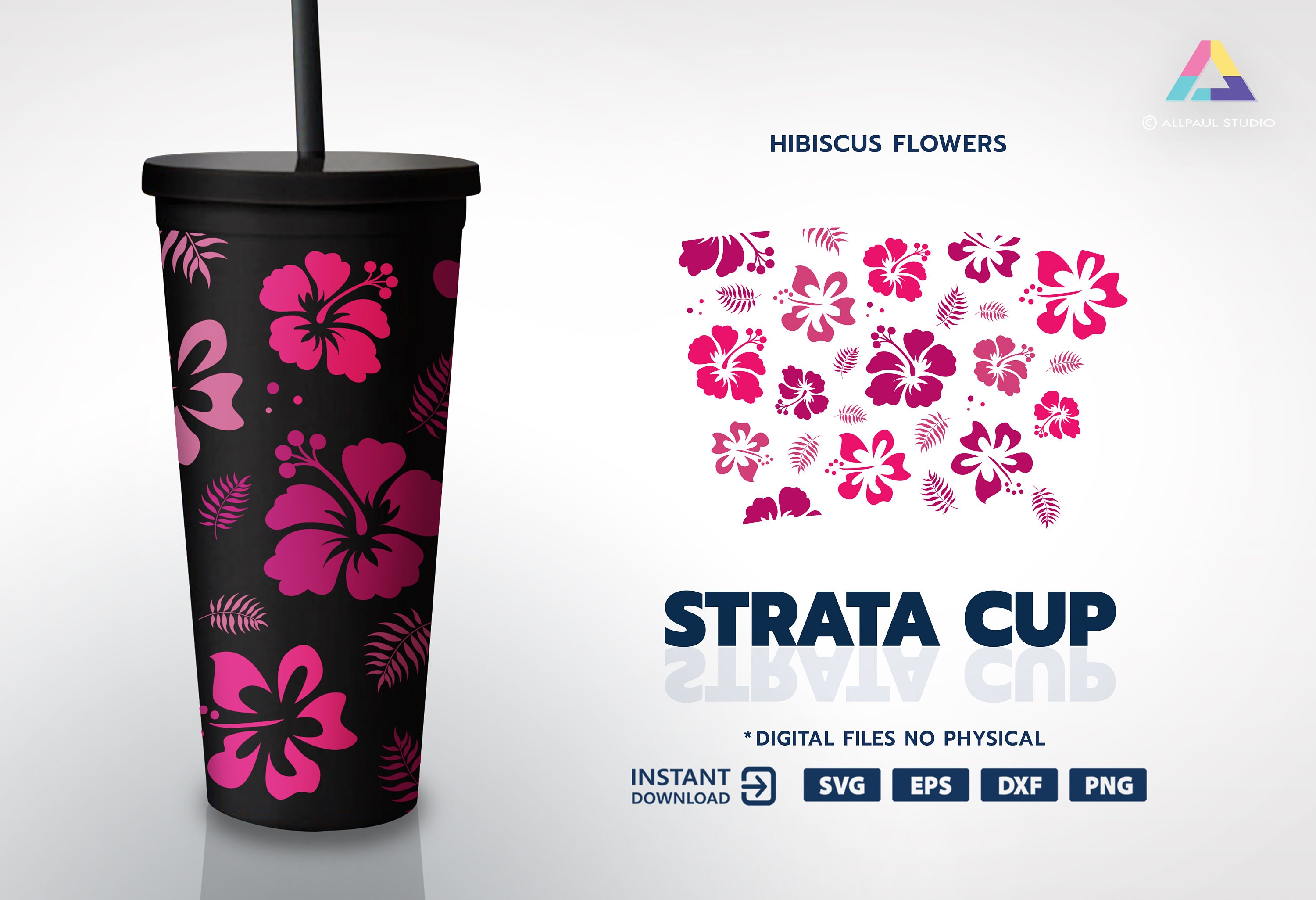 Hibiscus Flower STRATA Cup SVG | Monstera svg | Hibiscus flower svg |…