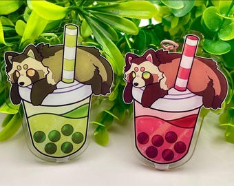 Tanuki Raccoon Dog Boba Acrylic Charm
