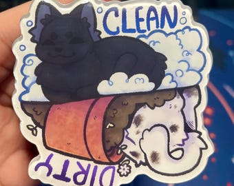 Cat Dirty/Clean Acrylic Magnet