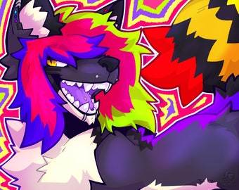 Holographic Furry Character Print (8.5x11 Inches)