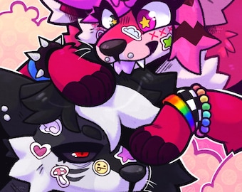Pinkie & Victor Sticker Time Art Print