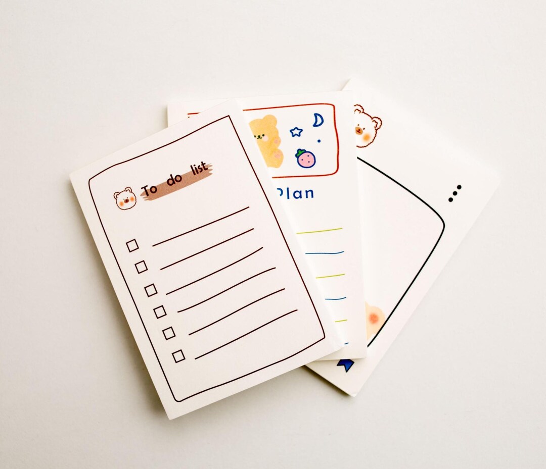 3 Kawaii Style to Do List Notepads – Cute Stationery Memo Pad, 50 Sheet ...