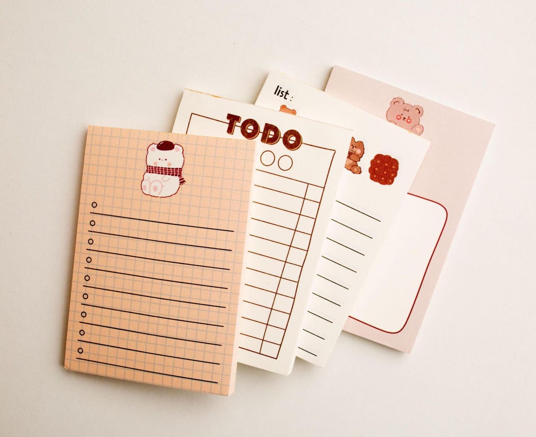 4 Kawaii Style to Do List Notepads – Cute Stationery Memo Pad, 50 Sheet ...