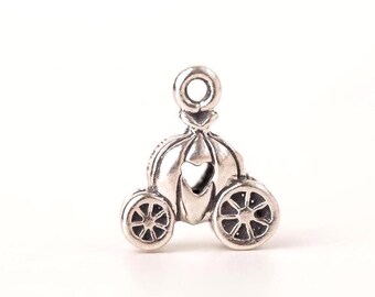 Cutest Sterling Silver Princess Carriage Charm Pendant for a Fairytale Necklace