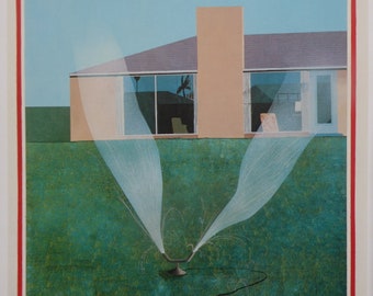LAWN SPRINKLER - David Hockney - In A 12 x 12 inch Mount Ready To Frame Superb