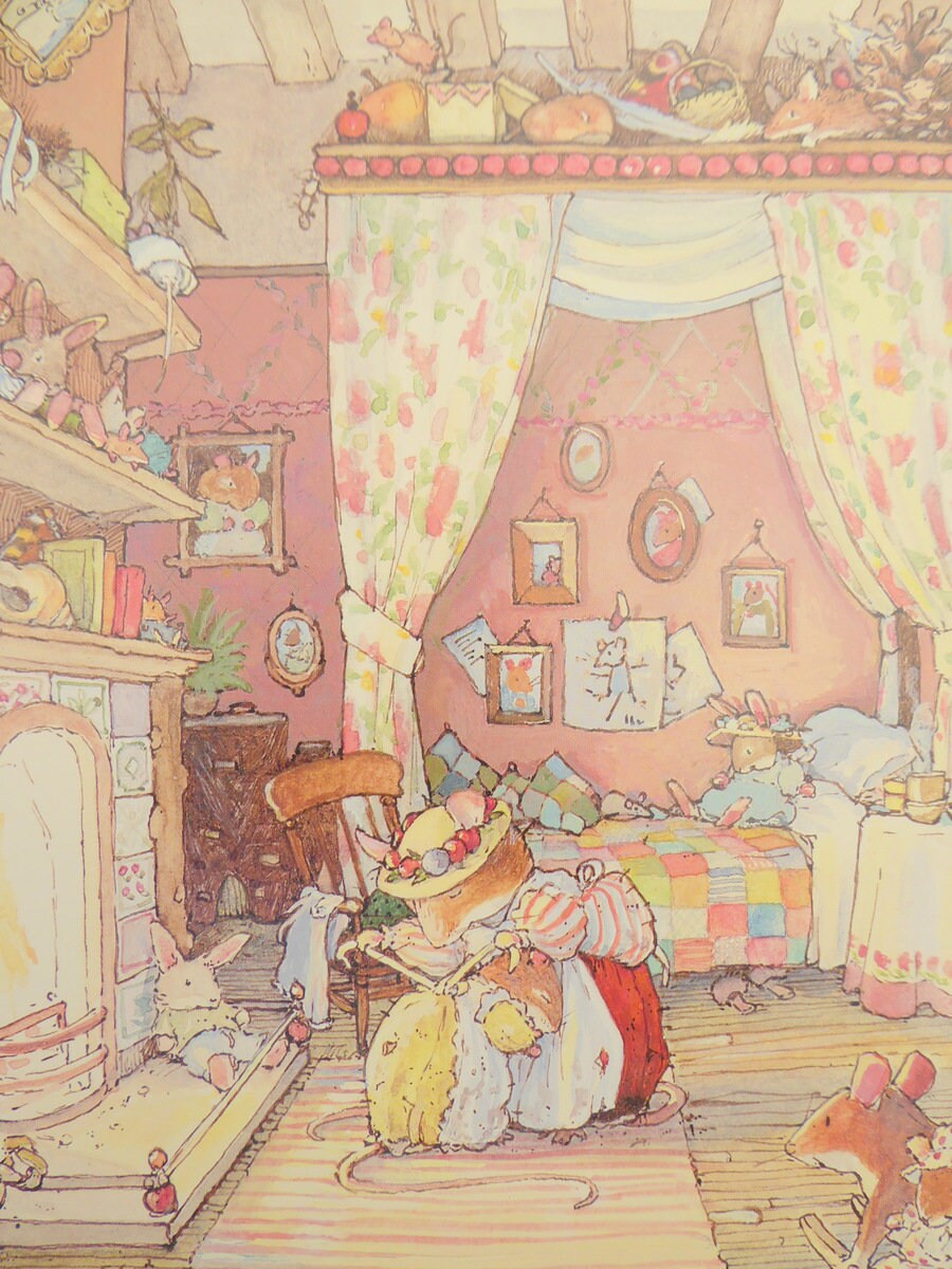 Brambly Hedge mounted print IN THE BEDROOM 12 x | Etsy