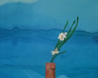Mount Fuji With Flowers - David Hockney - In A 12 x 10 inch Mount Ready To Frame Superb