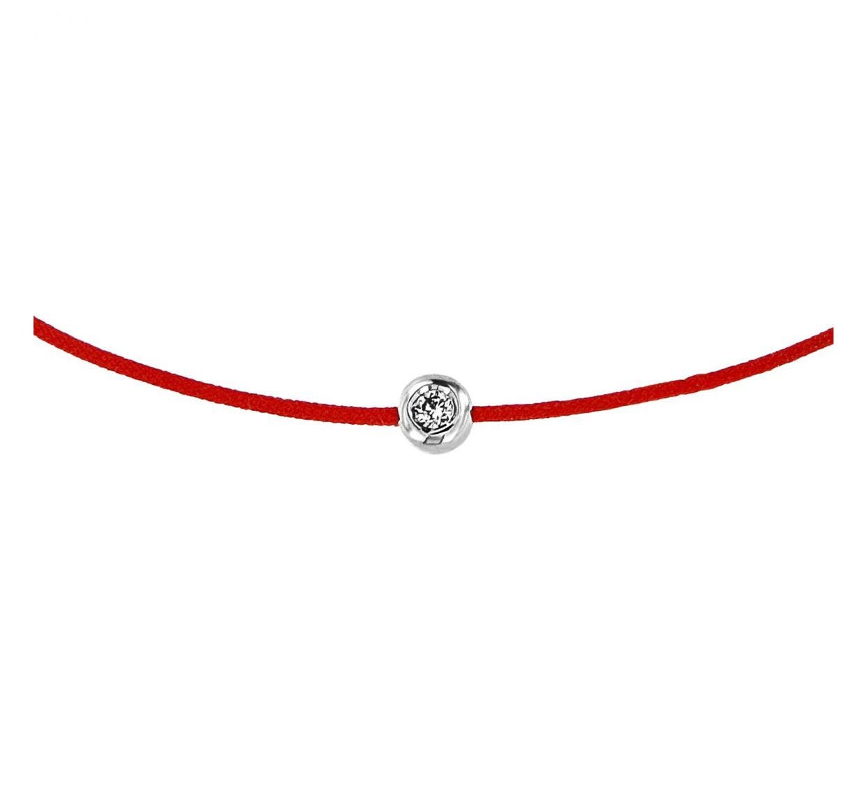 Red string bracelet with 0.04ct diamond and white gold Etsy