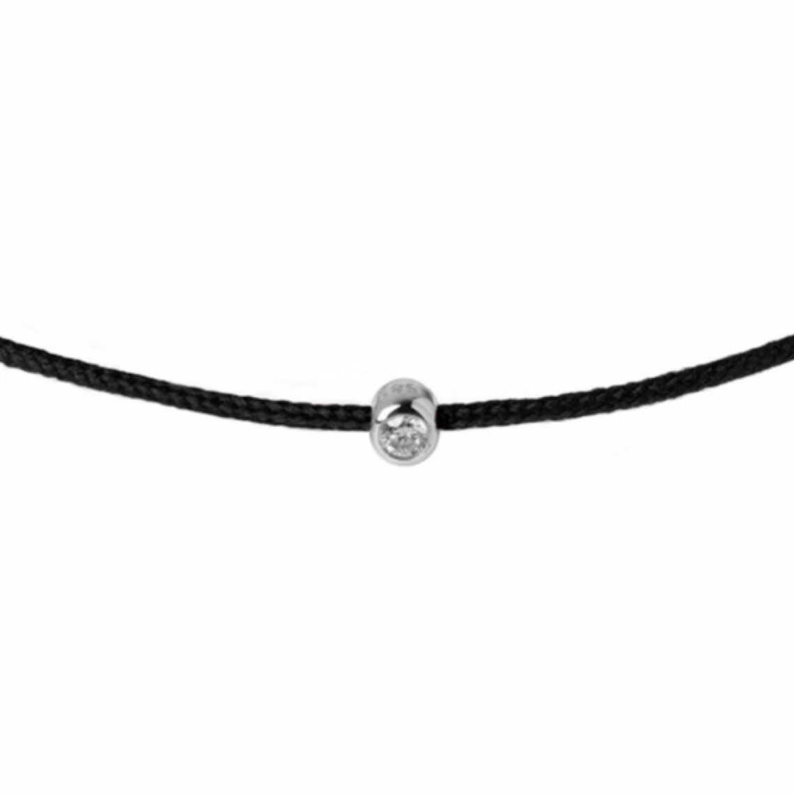 Black string bracelet with 0.06ct Diamond set in White Gold Etsy