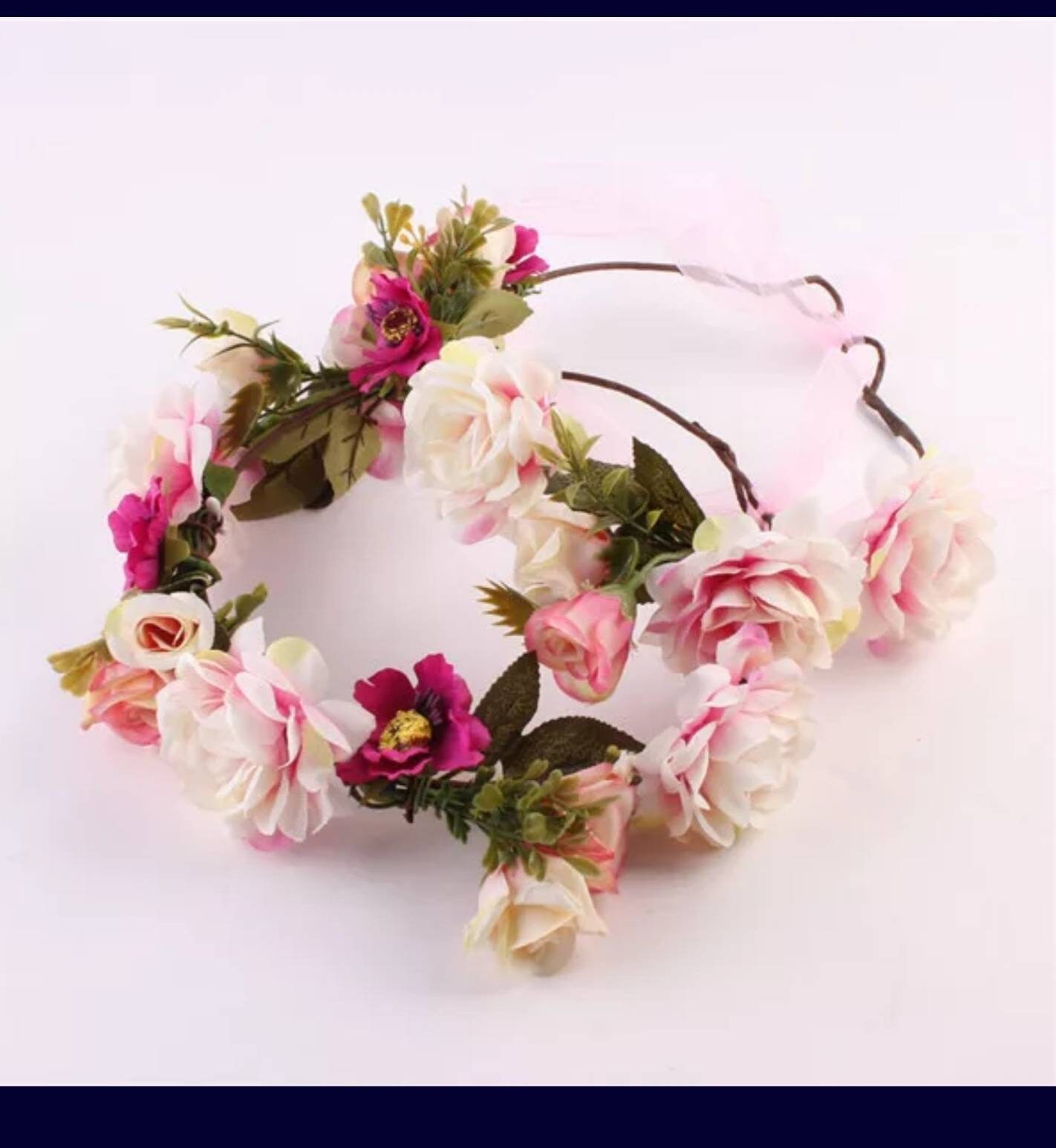 Floral Hair Garland Crown Headpiece - Etsy Floral Hair Garland Crown Headpiece - Etsy