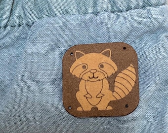 Nählabel,Aufnäher,SnapPap,Label zum Annähen,Snappap Label,Veganes Leder,Nähen,Waschbär,AufnäherVerschiedene Motive,Kinderbekleidung