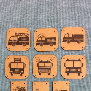 Nählabel/ SnapPap/ /  Feuerwehr/ Feuerwehrauto/ Feuerwehrleiter/  Label zum Annähen/ Snappap Label/ Veganes Leder/ Aufnäher/ LKW/ Aufnäher,