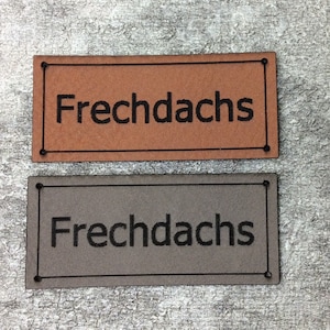 Faux leather label with various sayings