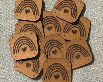 Rainbow sew-on labels/ SnapPap/ Faux leather/ Sewing/ Various motifs/ Children's clothing/ Patches/ Sewing supplies for trousers/ jackets