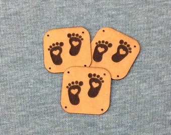 Sewing label/ SnapPap/ Baby/ Baby feet with heart/ Label for sewing on/ Snappap label/ Vegan leather/ Patches/ Patches,