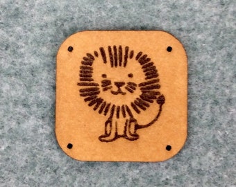 Étiquette de couture/ patch/ lion/ fournitures de couture/ étiquette à coudre/ étiquette snappap/ cuir végétalien/ couture/ lion/ motifs divers/ vêtements pour enfants