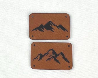 Patches/ Mountains/ Faux leather/ Sewing supplies/ Sew-on labels/ Vegan leather/ Sewing/ Mountain panorama/ Labels for hats/ Headbands