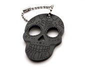 SkeleTales Black Laser Cut Sugar Skull Keyring