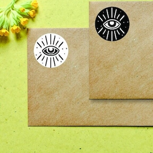 Evil Eye Protective Stickers, Set of 24 Black and White Round Stickers to Keep Evil Away