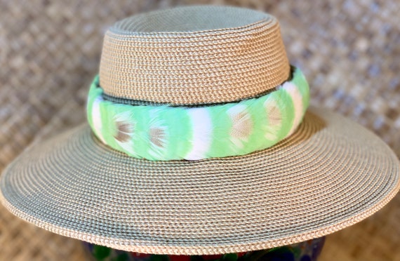 Buy Handmade Seafoam Green Feather Hatband: Mallard Duck  display picture 3