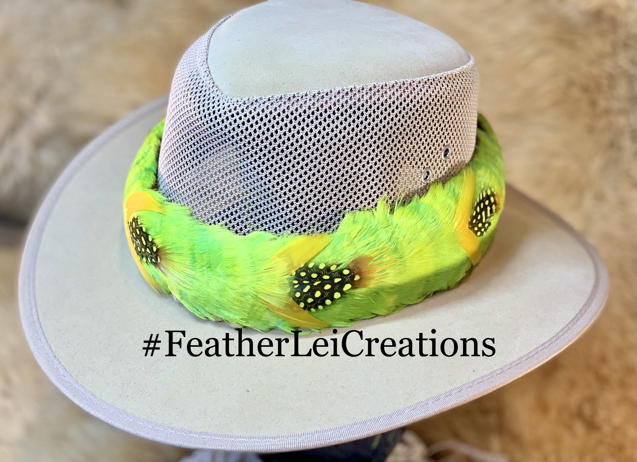Pineapple Bliss-light Green Goose Coquille Feather Hatband
