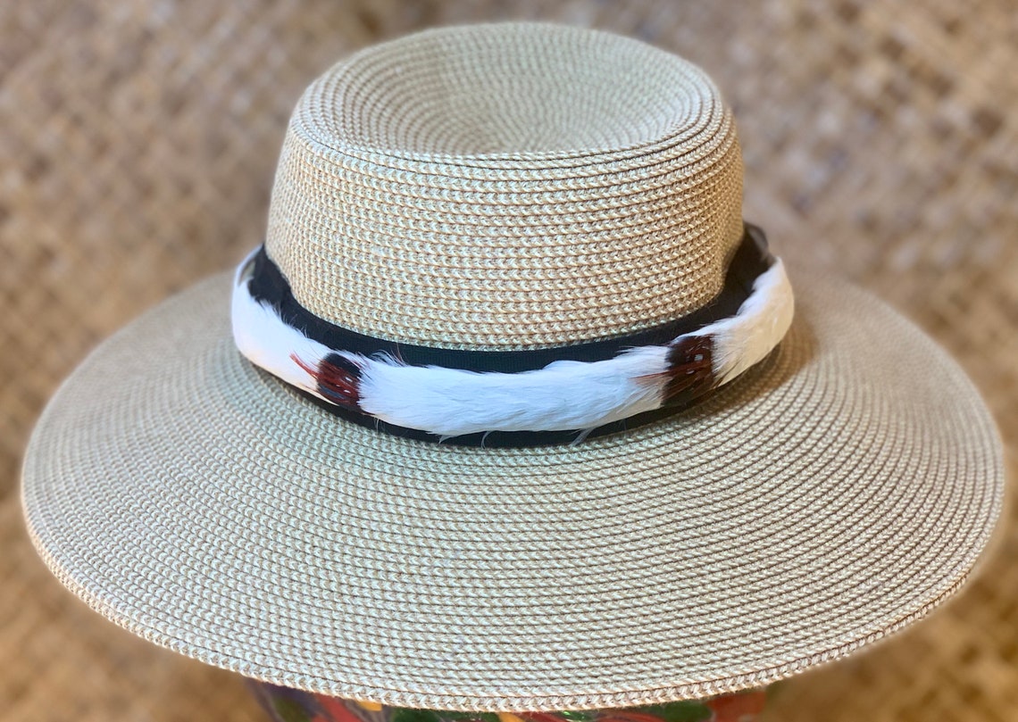 Custom-hand Sewn Lei Humupapa Hatband-white Goose Coquille - Etsy UK