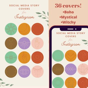 Boho, Mystical, Witchy Aesthetic Instagram Highlight Covers, Boho Lifestyle Story Icons,Beige & Cream DIY Highlights