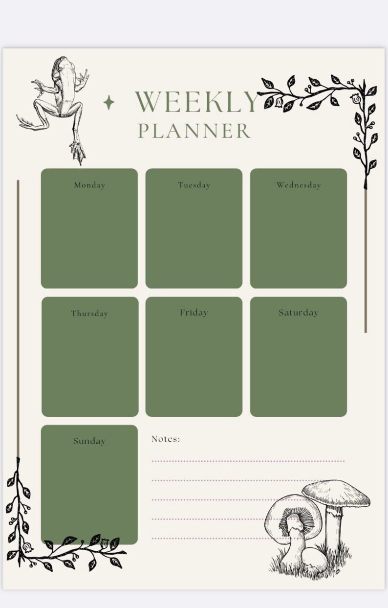 Fairygrunge Aesthetic Weekly Planner, Goblincore, Grunge, Fairy, Study ...