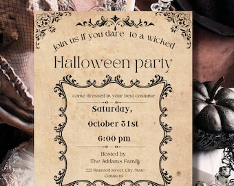 Vintage Halloween Invitation Party Victorian style