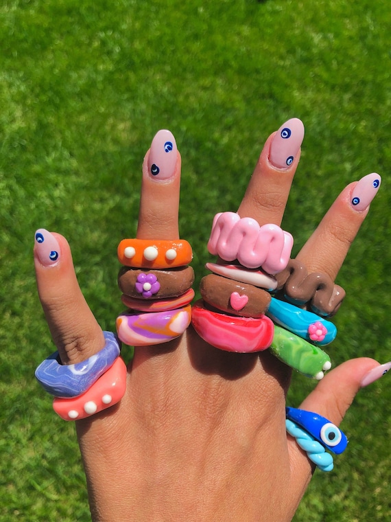 Handmade clay rings deals